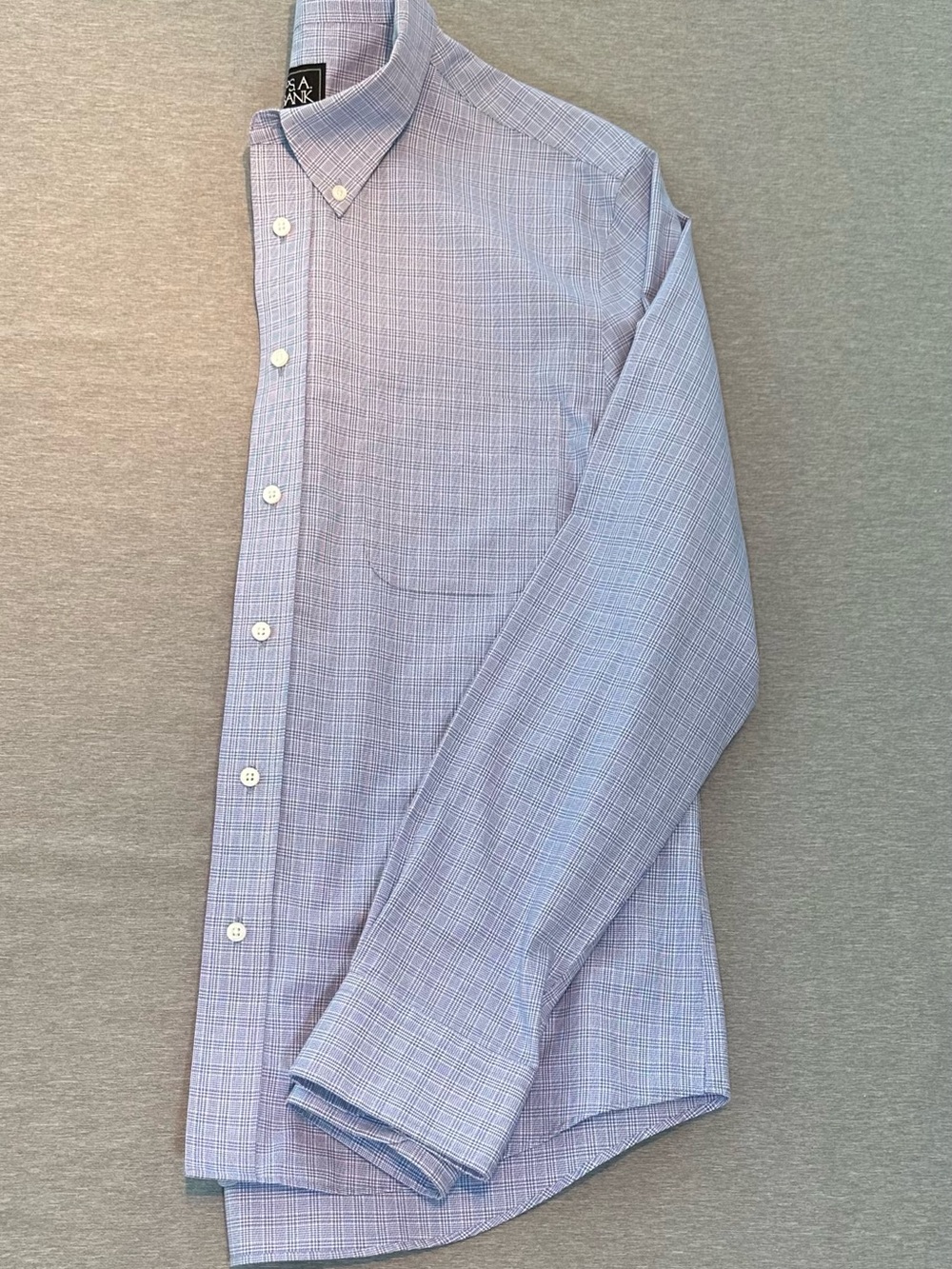 JoS.A.BANK Traveler Tailored Slim-Fit Button-Down Collar Blue Check Dress Shirt